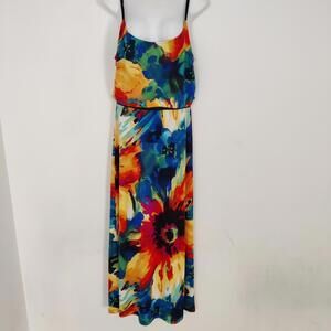 Stiletto Women's Maxi Dress Size Large Spaghetti Straps Floral Summer Beach